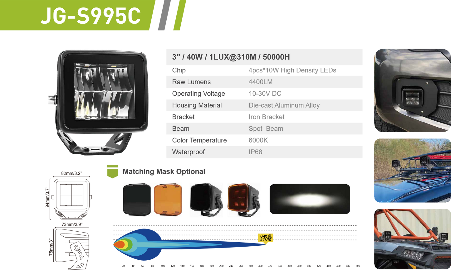 Focos LED 3" Spot Beam 40W