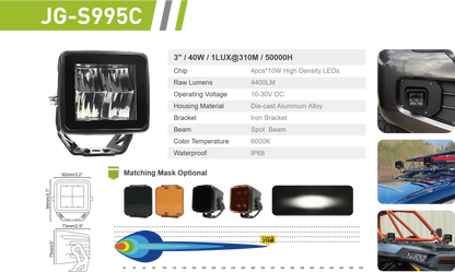 Focos LED 3" Spot Beam 40W